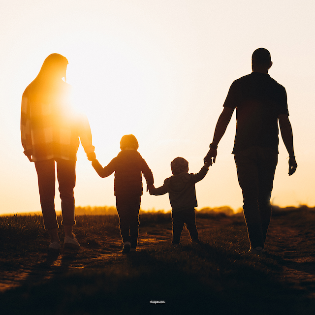 Why Whole Family Support for Autism Matters blog image. Photo of a family holding hands and walking into the sunset.