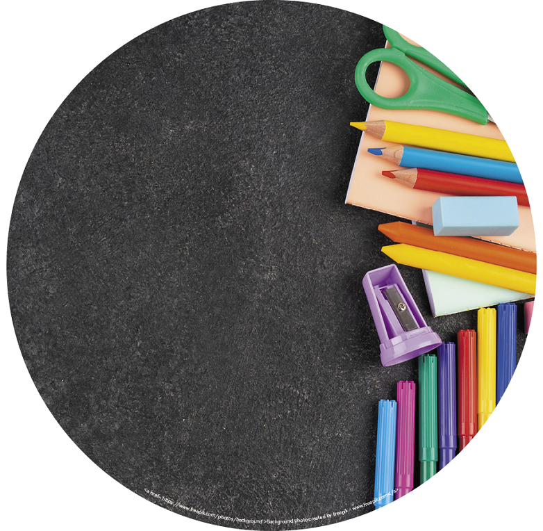 Back to School Checklist for Students with ASD blog. Photo of colorful school supplies on a textured table.